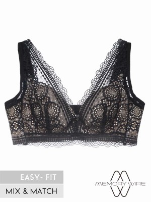 NiTi Shape-Memory Wire Non-padded Lace Plunge Bra (Cup C-D)