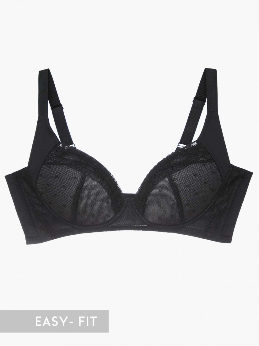 BB-02238, Lace Push-up Demi Wireless Bra (Cup B-C), Black | SATAMI ...