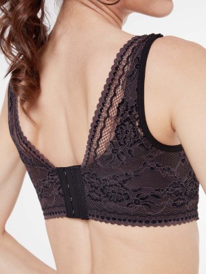 NiTi Shape-Memory Wire Non-padded Lace Plunge Bra (Cup C-D)