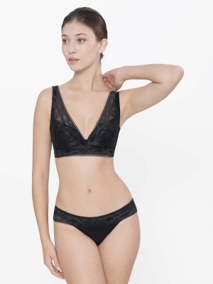 NiTi Shape-Memory Wire Non-padded Lace Plunge Bra (Cup C-D)