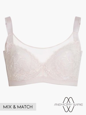NiTi Shape-Memory Wire Non-padded Lace Full Cup Push Up Bra (Cup D-E)