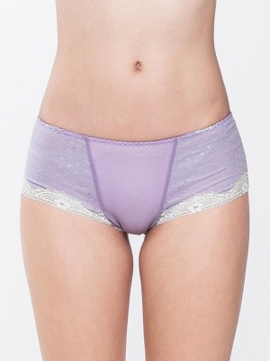 Cotton Blended Lace Seamless Short Brief