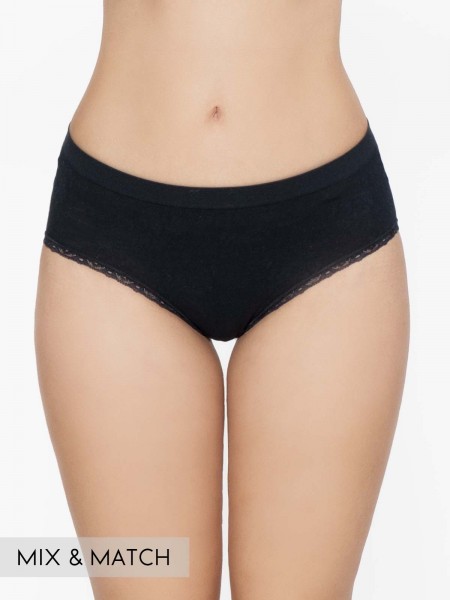 Cotton Blended Seamless Hi-Cut Brief