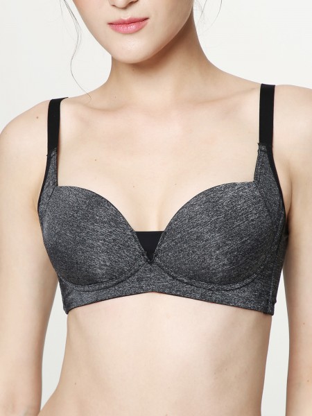 BR-00647, Wireless Moulded T-Shirt Bra, Grey, SATAMI Online, ＜推拉片＞無鋼圈3/ 4杯光面T恤泡綿胸圍, 灰