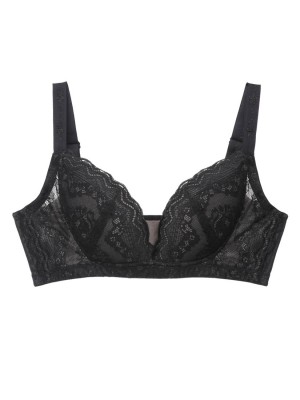 BB-02228, Lace Push-up Demi Wireless Bra (Cup B-C), Black | SATAMI Online,  無鋼圈3/4杯軟杯胸圍（B - C杯）, 黑 | SATAMI 網上商店