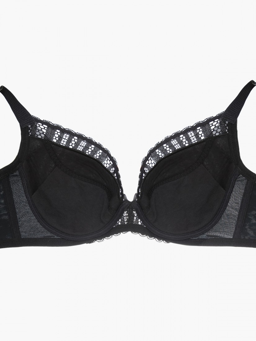 NiTi Shape-Memory Wire Soft Cup Bra (Cup C-E), Black | SATAMI Online