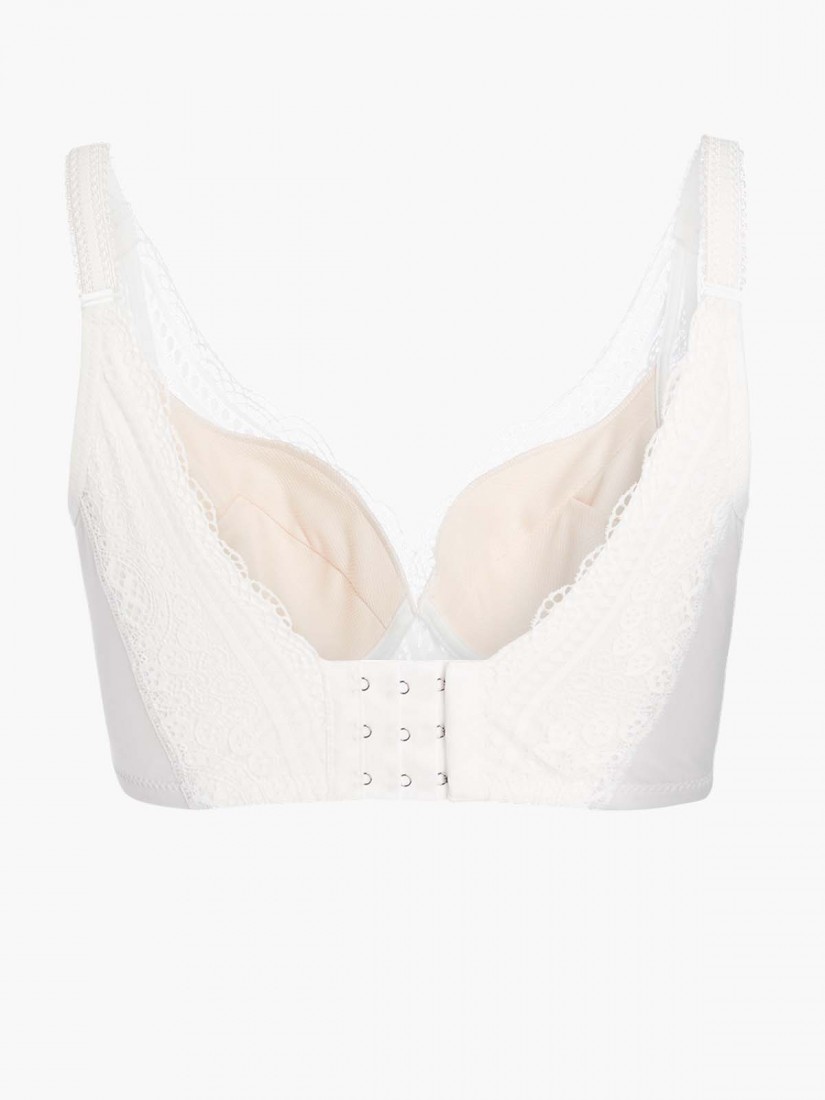 BR-03078, Lace Deep V Push Up Bra (Cup B-D), White, SATAMI Online,  萊卡Lycra水滴形涼感泡綿胸圍（B - D杯）, 白