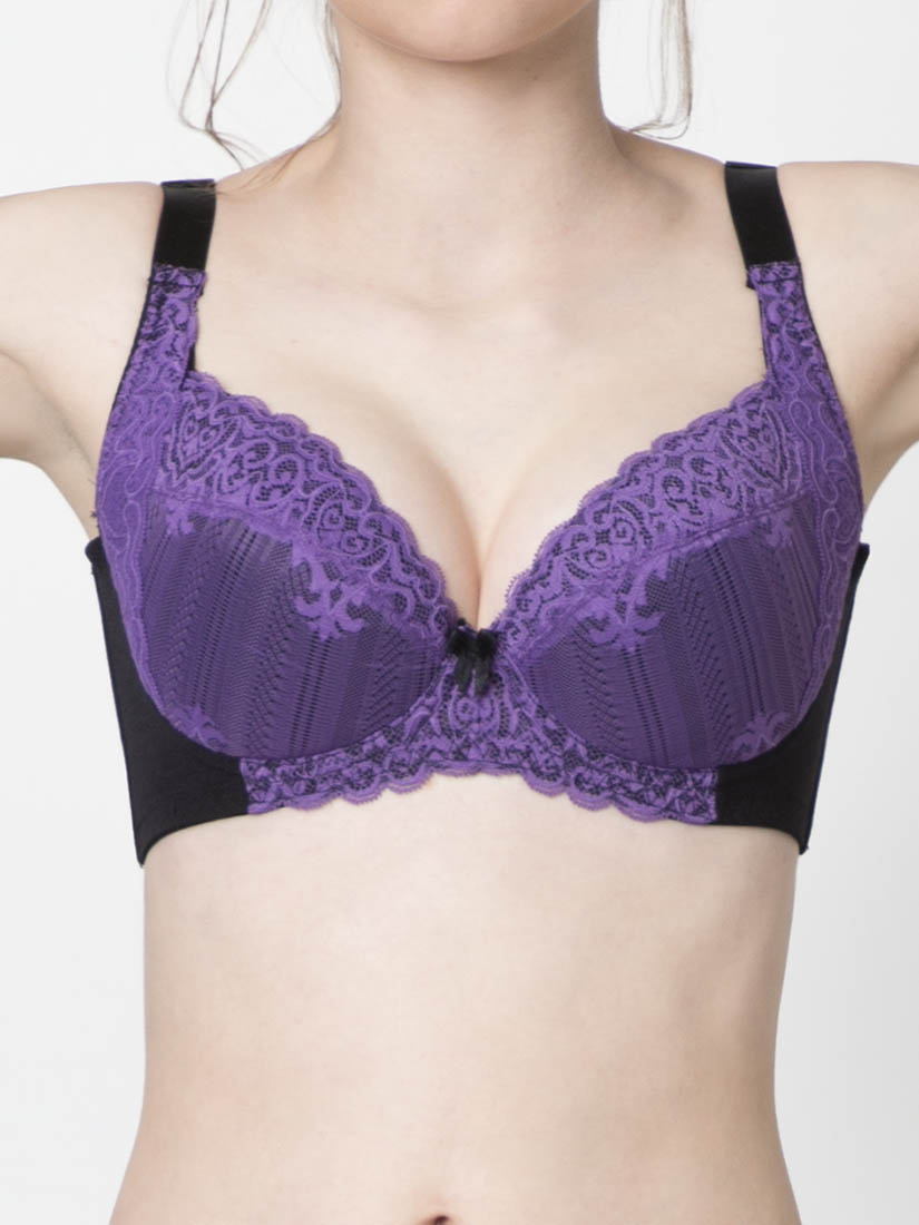 BR-05902, Lace Soft Cup Bra, Black | SATAMI Online, 4/5杯軟