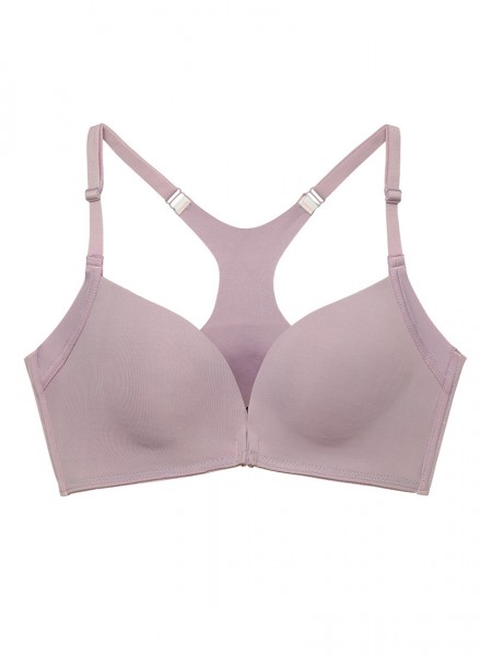 BR-05903, Front Closure Wireless T-shirt Bra, Purple | SATAMI Online ...