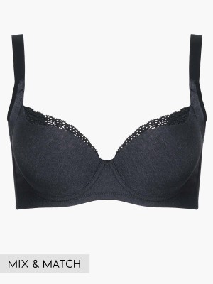 BB-02228, Lace Push-up Demi Wireless Bra (Cup B-C), Black | SATAMI Online,  無鋼圈3/4杯軟杯胸圍（B - C杯）, 黑 | SATAMI 網上商店