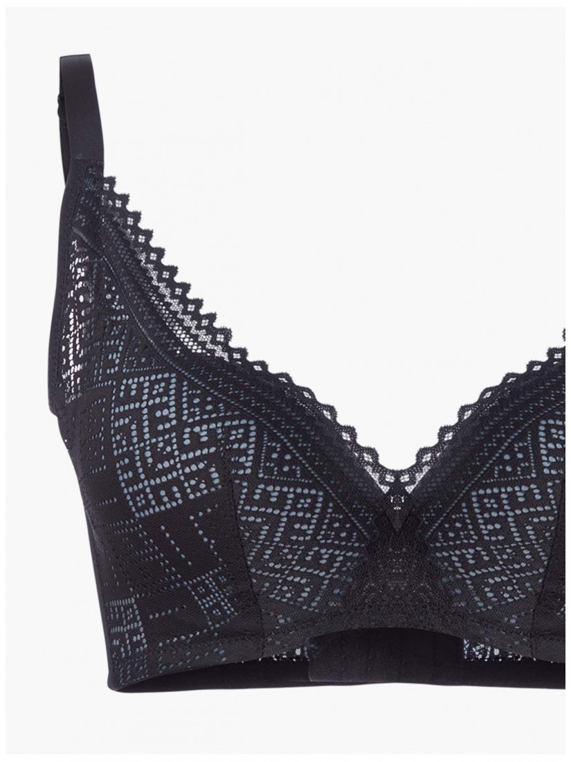 BR-05938, Lace Deep V Push Up Bra, Black, SATAMI Online, 水滴形泡綿胸圍, 黑