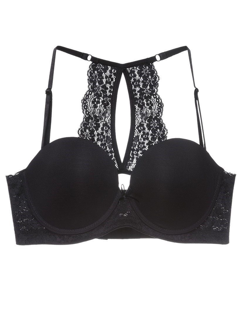 Racerback Lace Balconette Bra, Black | SATAMI Online
