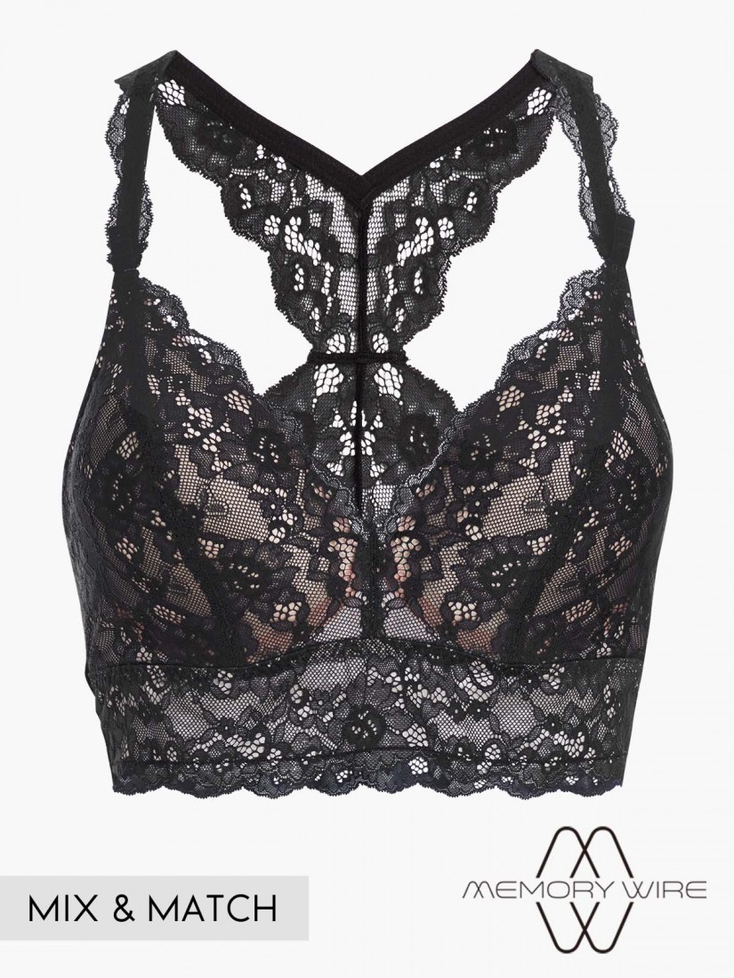 BS-00658, NiTi Shape-Memory Wire Racerback Bralette (Cup A-D), Black, SATAMI Online, Y背記憶鋼圈三角泡綿胸衣（A - D杯）, 黑