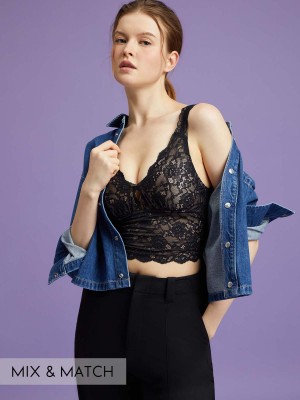 Lace Wireless Longline Padded Cami Bralette (Cup B-D)