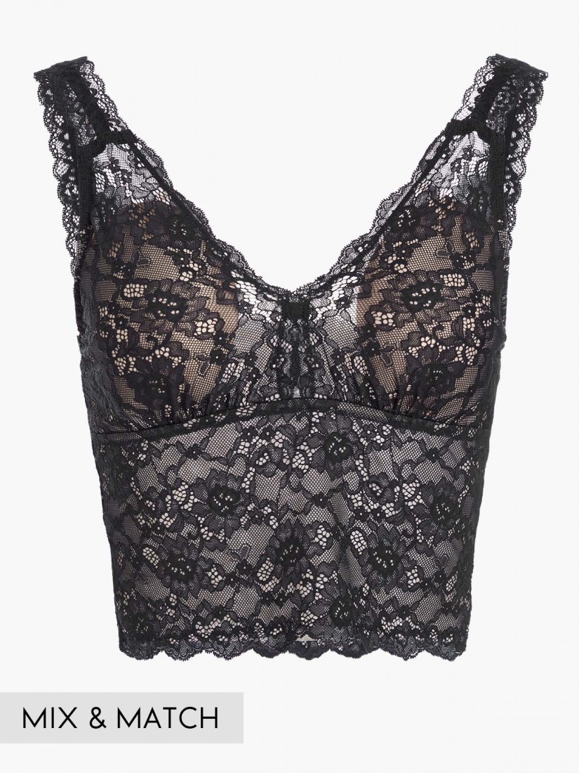 BS-00659, Lace Wireless Longline Padded Cami Bralette (Cup B-D