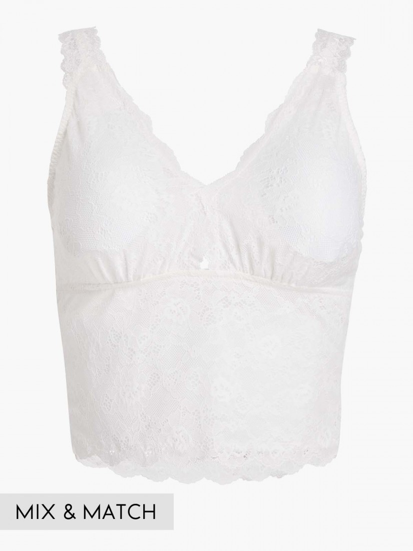 White Lace Bralette Camisole with Navy Striped Straps