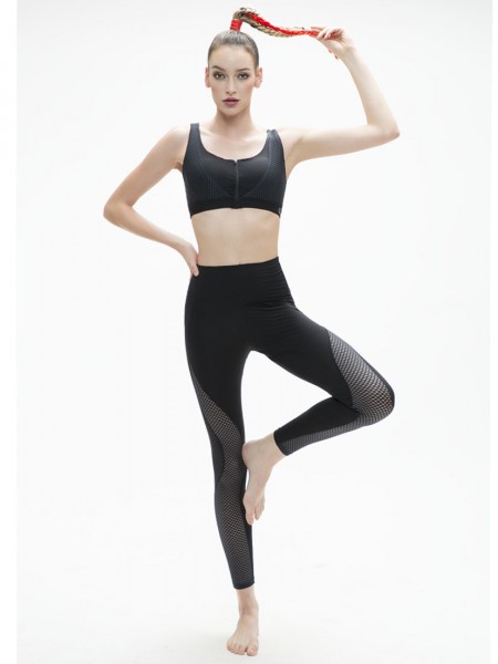 Hi-waist Side Mesh Panel Legging