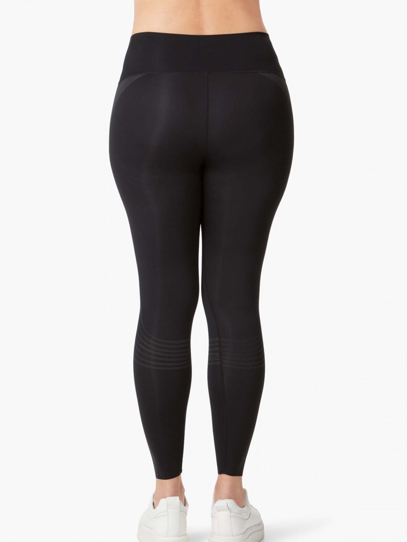OB-00968, Hi-waist Side Mesh Panel Legging, Black, SATAMI Shapewear,  高腰彈性拼布運動長褲, 黑