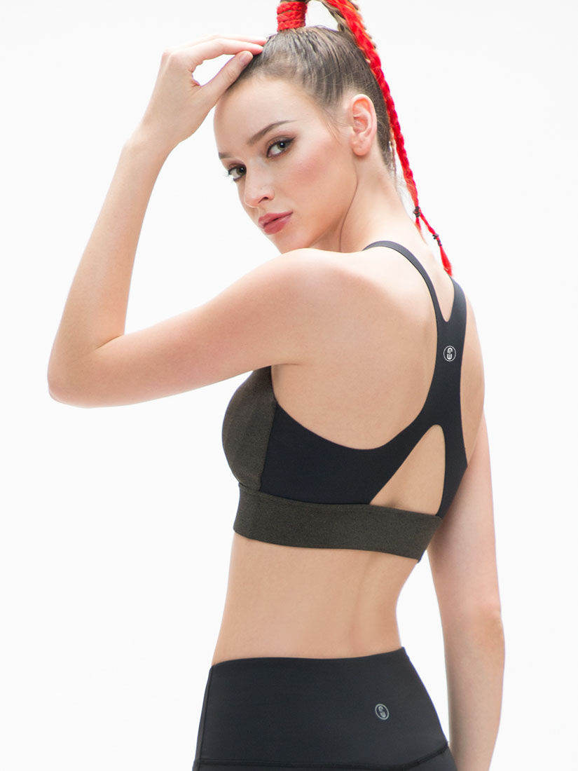 sports bra with high underarm coverage