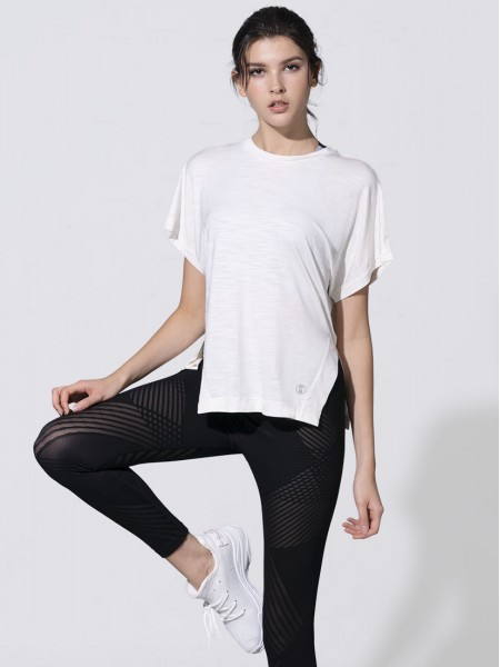 Crew-neck Flowy Side-Slit Tee