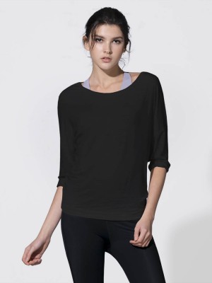 Elbow Sleeve Crisscross Open Back Tee