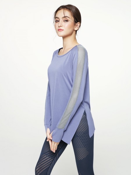 Free-cut Hi-Lo Long Sleeve Top