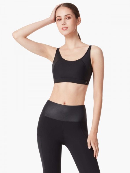 Leather-like Wireless Moulded Sports Bra (Cup B-D)