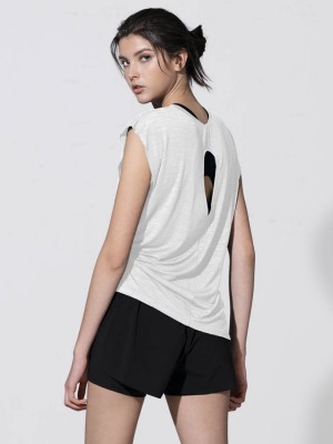 Cut-out Back Sleeveless Tee - Print