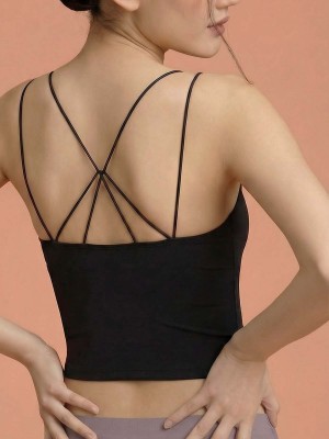 Modal® Cross Back Seamless Crop Top with Build-in Bra (Cup B-E)