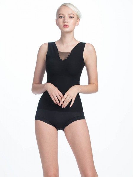 Zigzag Neckline Slimming Wireless Padded Tank Top (Cup A-C)