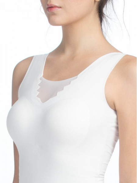 UW-00953, Zigzag Neckline Slimming Tank Top, White | SATAMI Shapewear ...