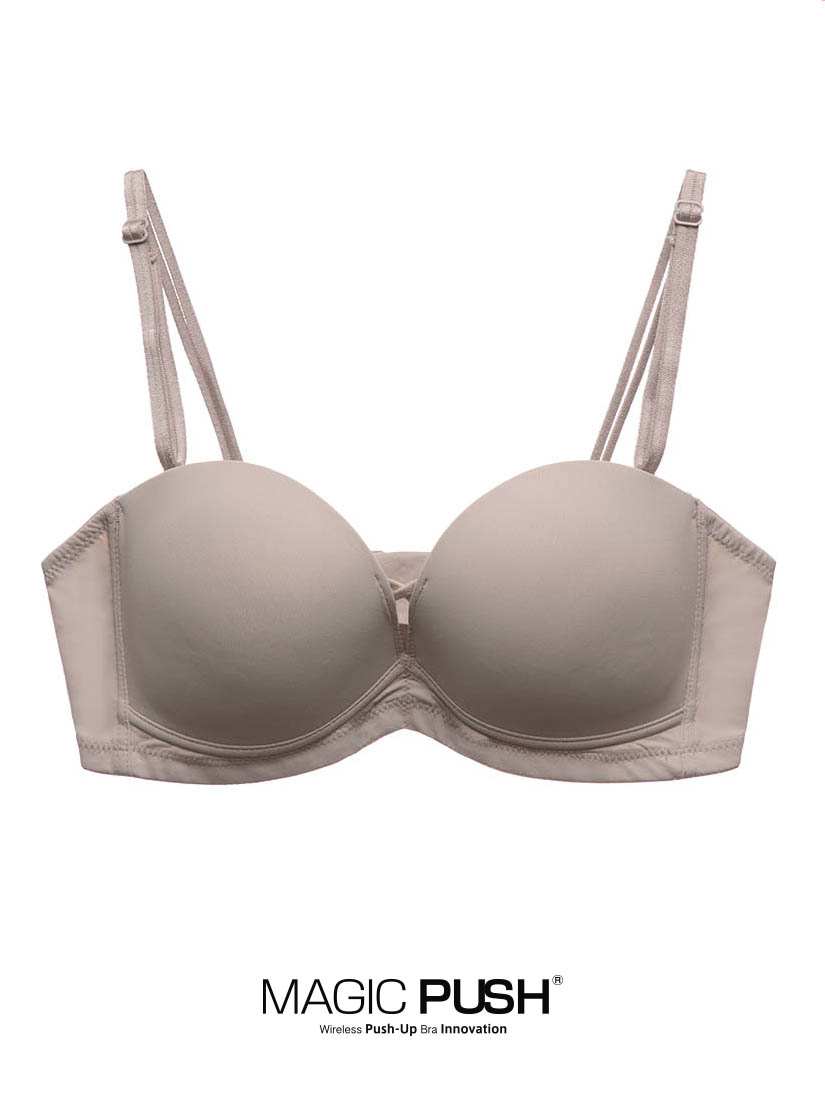 BR-00643, Magic Push / Wireless Half-cup Bra, Brown