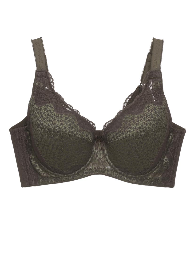 Leopard Lace Full Cup Bra, Green | SATAMI Online