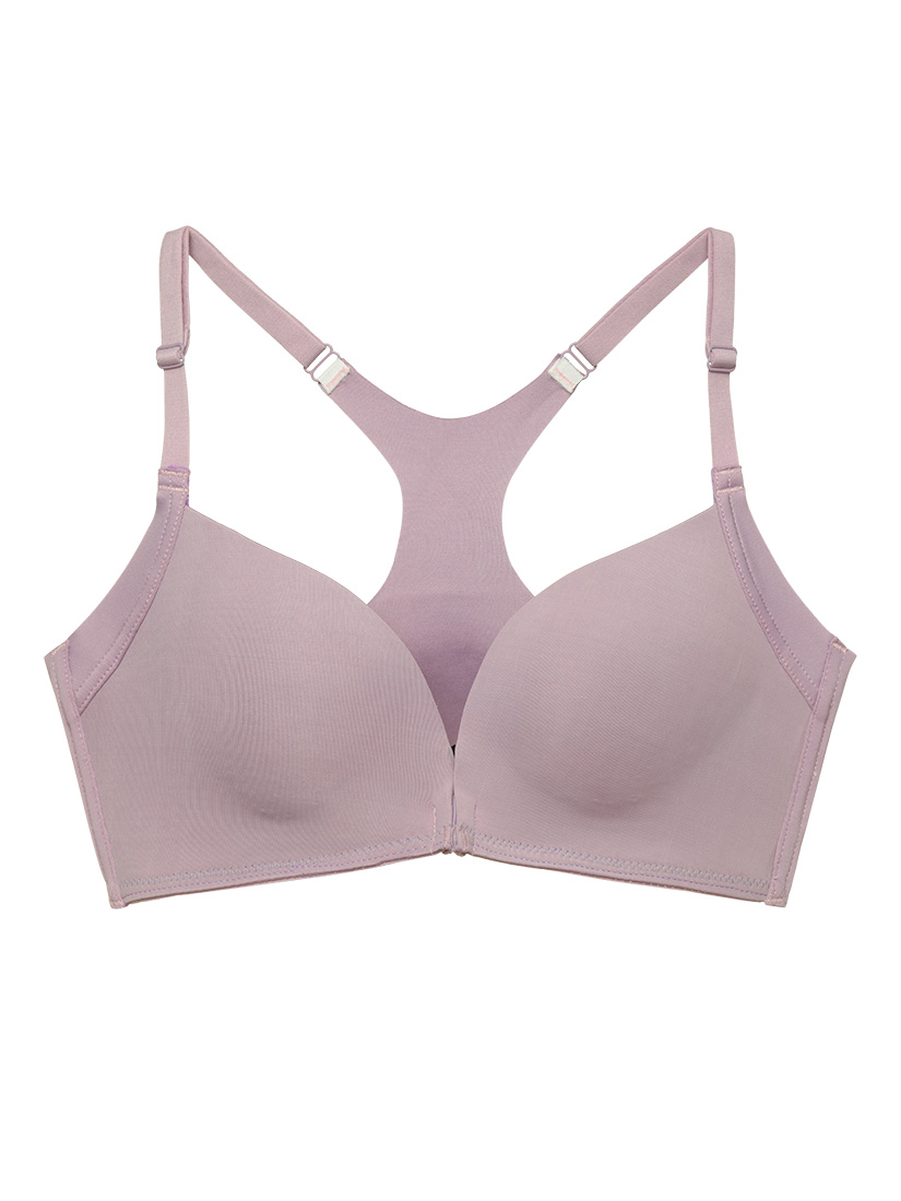 BR-05903, Front Closure Wireless T-shirt Bra, Purple